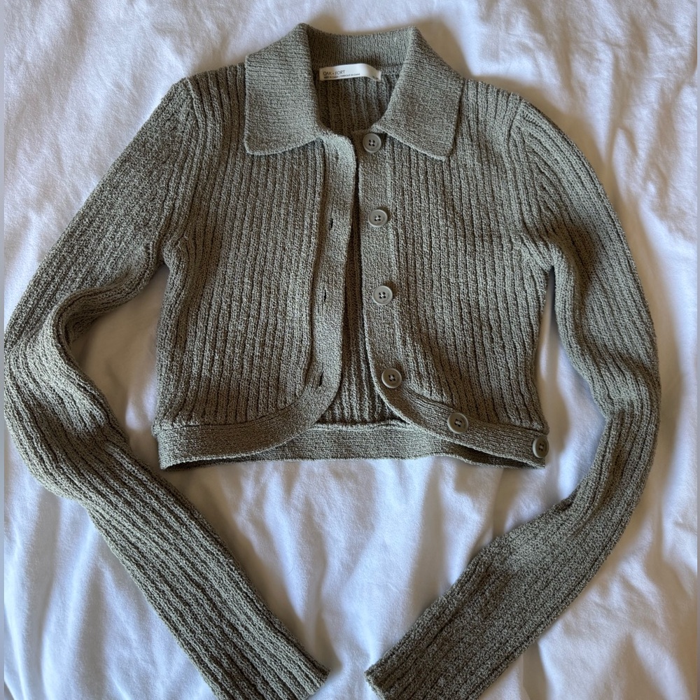 Oak + Fort Olive Green Ribbed Cardigan - Picture 3 of 3